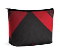 BVNMT Makeup Bag Portable Cosmetic Bag Large Capacity Travel Makeup Bag Storage Bag Raccoon in The Fall Tree Hole Printed Toiletry Bag Suitable for Women And Girls, Red Black, One Size