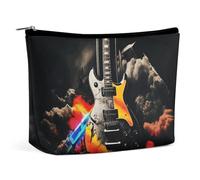BVNMT Makeup Bag Portable Cosmetic Bag Large Capacity Travel Makeup Bag Storage Bag Retro Airplane Printed Toiletry Bag Suitable for Women And Girls, Rock Music, One Size