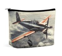 BVNMT Makeup Bag Portable Cosmetic Bag Large Capacity Travel Makeup Bag Storage Bag Retro Airplane Printed Toiletry Bag Suitable for Women And Girls, Retro airplane, One Size