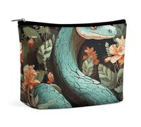 BVNMT Makeup Bag Portable Cosmetic Bag Large Capacity Travel Makeup Bag Storage Bag Rock Band Stage Printed Toiletry Bag Suitable for Women And Girls, Snake And Flower, One Size