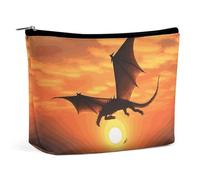 BVNMT Makeup Bag Portable Cosmetic Bag Large Capacity Travel Makeup Bag Storage Bag Rock Band Stage Printed Toiletry Bag Suitable for Women And Girls, Sea Sunset Flying Dragon, One Size