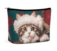 BVNMT Makeup Bag Portable Cosmetic Bag Large Capacity Travel Makeup Bag Storage Bag Rose Flower Printed Toiletry Bag Suitable for Women And Girls, A Cute Little Kitten with a Hat, One Size