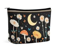 BVNMT Makeup Bag Portable Cosmetic Bag Large Capacity Travel Makeup Bag Storage Bag Rose Flower Printed Toiletry Bag Suitable for Women And Girls, Black Natural Flower Butterfly, One Size