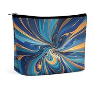 BVNMT Makeup Bag Portable Cosmetic Bag Large Capacity Travel Makeup Bag Storage Bag Rose Flower Printed Toiletry Bag Suitable for Women And Girls, Blue and Gold Marble, One Size