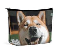 BVNMT Makeup Bag Portable Cosmetic Bag Large Capacity Travel Makeup Bag Storage Bag Rubber Ducks Printed Toiletry Bag Suitable for Women And Girls, Shiba Inu smile tongue out, One Size