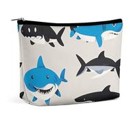 BVNMT Makeup Bag Portable Cosmetic Bag Large Capacity Travel Makeup Bag Storage Bag Shark Pattern Group Printed Toiletry Bag Suitable for Women And Girls, Shark Pattern Group, One Size