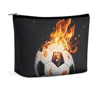 BVNMT Makeup Bag Portable Cosmetic Bag Large Capacity Travel Makeup Bag Storage Bag Skateboard Sketch Printed Toiletry Bag Suitable for Women And Girls, Soccer Flames, One Size