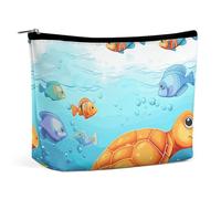 BVNMT Makeup Bag Portable Cosmetic Bag Large Capacity Travel Makeup Bag Storage Bag Soccer Ball Water Printed Toiletry Bag Suitable for Women And Girls, Turtle and Fish, One Size