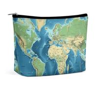 BVNMT Makeup Bag Portable Cosmetic Bag Large Capacity Travel Makeup Bag Storage Bag Switzerland Alps Printed Toiletry Bag Suitable for Women And Girls, World Map, One Size
