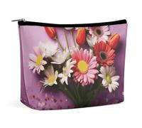 BVNMT Makeup Bag Portable Cosmetic Bag Large Capacity Travel Makeup Bag Storage Bag Texas Bluebonnets Scenery Printed Toiletry Bag Suitable for Women And Girls, fresh flowers, One Size