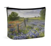 BVNMT Makeup Bag Portable Cosmetic Bag Large Capacity Travel Makeup Bag Storage Bag Texas Bluebonnets Scenery Printed Toiletry Bag Suitable for Women And Girls, Texas Bluebonnets Scenery, One Size