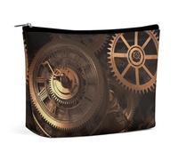 BVNMT Makeup Bag Portable Cosmetic Bag Large Capacity Travel Makeup Bag Storage Bag Texas Bluebonnets Scenery Printed Toiletry Bag Suitable for Women And Girls, Gears Clock Bronze Century, One Size