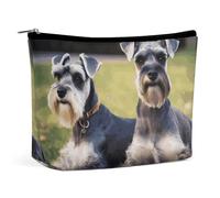 BVNMT Makeup Bag Portable Cosmetic Bag Large Capacity Travel Makeup Bag Storage Bag Vintage Leopard Flower Printed Toiletry Bag Suitable for Women And Girls, Adult Schnauzer Dogs, One Size