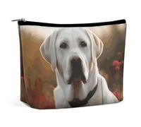BVNMT Makeup Bag Portable Cosmetic Bag Large Capacity Travel Makeup Bag Storage Bag Watercolor Peacock Printed Toiletry Bag Suitable for Women And Girls, White Labrador, One Size