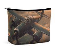 BVNMT Makeup Bag Portable Cosmetic Bag Large Capacity Travel Makeup Bag Storage Bag Wild Animals Elephants Printed Toiletry Bag Suitable for Women And Girls, World War Aircraft, One Size