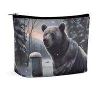 BVNMT Makeup Bag Portable Cosmetic Bag Large Capacity Travel Makeup Bag Storage Bag Wild Animals Elephants Printed Toiletry Bag Suitable for Women And Girls, Winter Bear, One Size