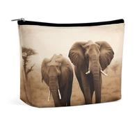 BVNMT Makeup Bag Portable Cosmetic Bag Large Capacity Travel Makeup Bag Storage Bag Wild Animals Elephants Printed Toiletry Bag Suitable for Women And Girls, Wild Animals Elephants, One Size