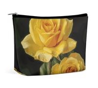 BVNMT Makeup Bag Portable Cosmetic Bag Large Capacity Travel Makeup Bag Storage Bag Wolf Sitting in The Snow Printed Toiletry Bag Suitable for Women And Girls, Yellow Rose, One Size