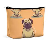 BVNMT Makeup Bag Portable Cosmetic Bag Large Capacity Travel Makeup Bag Storage Bag Wolf Sitting in The Snow Printed Toiletry Bag Suitable for Women And Girls, Yoga pug, One Size