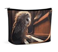 BVNMT Makeup Bag Portable Cosmetic Bag Large Capacity Travel Makeup Bag Storage Bag Yorkshire Terrier Tea Party Butterflies Roses Printed Toiletry Bag Suitable for Women And Girls, Owl Plays Piano
