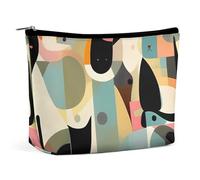 BVNMT Makeup Bag Portable Cosmetic Bag Large Capacity Travel Makeup Bag Storage Bag Yorkshire Terrier Tea Party Butterflies Roses Printed Toiletry Bag Suitable for Women And Girls, Mid-Century Modern