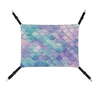 BVNMT Mermaid Scales Printed Canvas Pet Hammock - Breathable & Foldable for Cats, Dogs & Small Pets - Ideal for Home, Travel & Pet Hospital - 16.9 X 13 X 7.9in