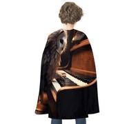 BVNMT Owl Plays Piano Printed Cape Unisex Adult Costume - One Size Fits Most (1 Count) - Ideal for Cosplay, Parties, And More