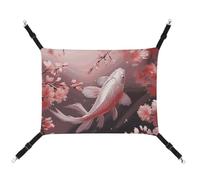 BVNMT Pink Cherry Blossom Red Carp Printed Canvas Pet Hammock - Breathable & Foldable for Cats, Dogs & Small Pets - Ideal for Home, Travel & Pet Hospital - 16.9 X 13 X 7.9in