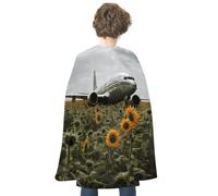 BVNMT Plane Flies to Sunflower Field Printed Cape Unisex Adult Costume - One Size Fits Most (1 Count) - Ideal for Cosplay, Parties, And More
