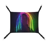 BVNMT Rainbow Neon Printed Canvas Pet Hammock - Breathable & Foldable for Cats, Dogs & Small Pets - Ideal for Home, Travel & Pet Hospital - 16.9 X 13 X 7.9in