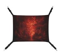 BVNMT Red Flame Printed Canvas Pet Hammock - Breathable & Foldable for Cats, Dogs & Small Pets - Ideal for Home, Travel & Pet Hospital - 16.9 X 13 X 7.9in