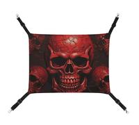 BVNMT Red Skulls Printed Canvas Pet Hammock - Breathable & Foldable for Cats, Dogs & Small Pets - Ideal for Home, Travel & Pet Hospital - 16.9 X 13 X 7.9in