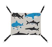 BVNMT Shark Pattern Group Printed Canvas Pet Hammock - Breathable & Foldable for Cats, Dogs & Small Pets - Ideal for Home, Travel & Pet Hospital - 16.9 X 13 X 7.9in
