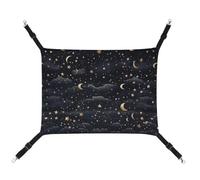 BVNMT Stars and Moon on Dark Background Printed Canvas Pet Hammock - Breathable & Foldable for Cats, Dogs & Small Pets - Ideal for Home, Travel & Pet Hospital - 16.9 X 13 X 7.9in
