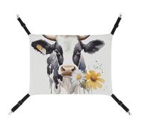 BVNMT Watercolor Cow and Daisy Flower Printed Canvas Pet Hammock - Breathable & Foldable for Cats, Dogs & Small Pets - Ideal for Home, Travel & Pet Hospital - 16.9 X 13 X 7.9in