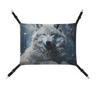 BVNMT Wolf Sitting in The Snow Printed Canvas Pet Hammock - Breathable & Foldable for Cats, Dogs & Small Pets - Ideal for Home, Travel & Pet Hospital - 16.9 X 13 X 7.9in