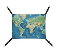 BVNMT World Map Printed Canvas Pet Hammock - Breathable & Foldable for Cats, Dogs & Small Pets - Ideal for Home, Travel & Pet Hospital - 16.9 X 13 X 7.9in