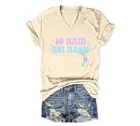 BVNTGSR Math Shirt for Women Funny Do Math Not Magic Show Your Work Graphic Tee V Neck Short Sleeve Teacher T-Shirt Tops, Beige, XL