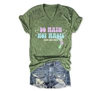 BVNTGSR Math Shirt for Women Funny Do Math Not Magic Show Your Work Graphic Tee V Neck Short Sleeve Teacher T-Shirt Tops, Olive Green, XL