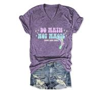 BVNTGSR Math Shirt for Women Funny Do Math Not Magic Show Your Work Graphic Tee V Neck Short Sleeve Teacher T-Shirt Tops, Purple, L