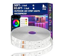 Bvokon 15M Outdoor LED Strip Light IP68 Waterproof,Outside RGB+IC Lights with App/Remote Control,Color Changing,Music Sync Rope Light for Balcony,Deck,Rooftop,Garden,Pool