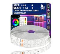 Bvokon 20M Outdoor LED Strip Light IP68 Waterproof,Outside RGB+IC Lights with App/Remote Control,Color Changing,Music Sync Rope Light for Balcony,Deck,Rooftop,Garden,Pool