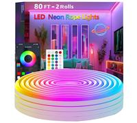 Bvokon 24M Neon Rope Lights,Flexible Led Rope Light Control with App/Remote,Multiple Modes,Music Sync,IP65 Outdoor RGB Led Strip Lights Waterproof
