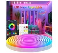Bvokon 5M Neon Rope Lights,Flexible Led Rope Light Control with App/Remote,Multiple Modes,Music Sync,IP65 Outdoor RGB Led Strip Lights Waterproof
