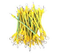 BVR Solar PV Grounding Wires with Terminals, 100 PCS PV Panel Earth Cable 10/12/14 AWG Red Copper Yellow Green Grounding with O Ring Terminal(Hole Size 6mm,30CM-10AWG(6MM2))