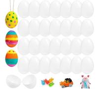 Bvrbaory 50 Pack White Plastic Easter Eggs,2.4 Inch DIY Empty Blank Eggs,Fillable Painting Easter Eggs for Basket Stuffers,Party Supplies,Multi-Item Party Favor Packs