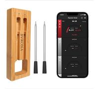 BVRONA Wireless Meat Thermometer, 100m Bluetooth Meat Thermometer IP68 Waterproof for Air Fryers Cooking, Grilling and Sous Vide, Food Thermometer Wireless with Smart APP for BBQ Oven Smoker