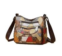 BVSTJIUJI Women's Patchwork Crossbody Bag Soft Fabric Multi-Pocket Shoulder Purse with Adjustable Strap & Metal Hardware, Bn, Bn