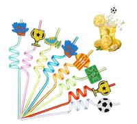 Bvtpoyy 8 Pieces Reusable Straws, Plastic Straws, World Cup Party Straws, Suitable for Cartoon Animal Accessories, Dishwasher Safe, Flexible Drinking Cups for Toddlers, Juice, Milk and Smoothie Acces