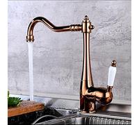 BVTUCMDY Kitchen Sink Faucet for Bar Farmhouse Commercial, Rose Gold Kitchen Sink Faucet, Hot and Cold Single Lever Kitchen Sink Faucet, Ceramic Handle